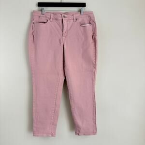 Talbots Jeans Women 16W Plus Size Pink Denim Slim Ankle Flawless Fit Five Pocket